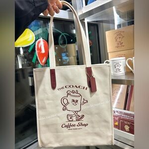 NWT Coach Coffee Shop Lil Miss Jo Cream White Tote Bag